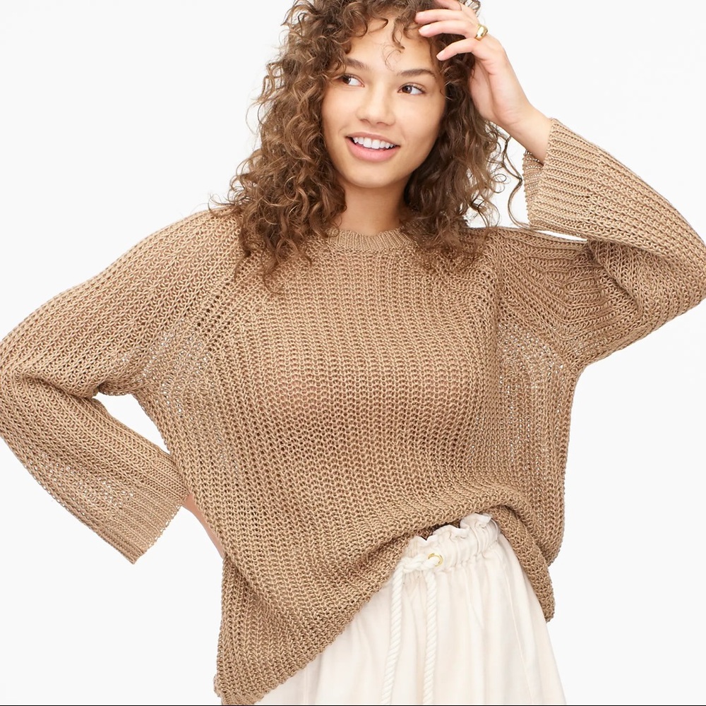 J Crew lightweight tan sweater. Size medium